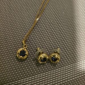 Elegant Gold and Blue Saphire Jewelry Set